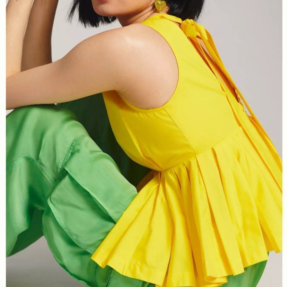 Anthropologie Atsu Sleeveless Poplin Yellow Top - Picture 3 of 9